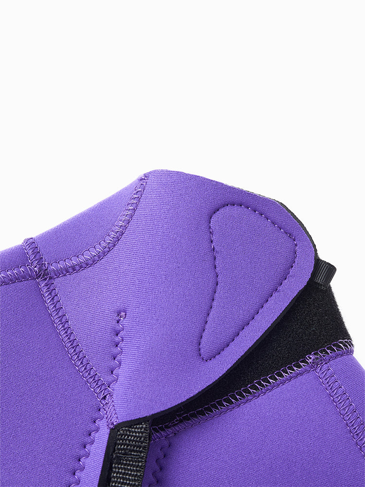 Close up showing the quality of the wetsuit neck seal on a Molchanovs childrens freediving wetsuit.