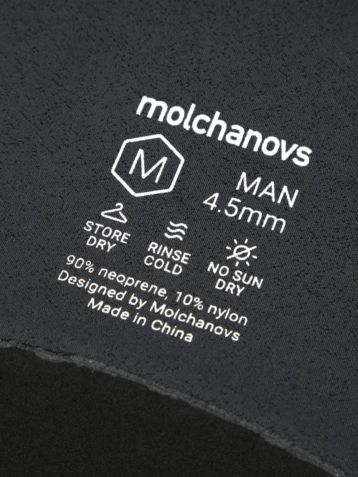 Close up of the Molchanovs care instructions on wetsuit details printed on all wetsuits