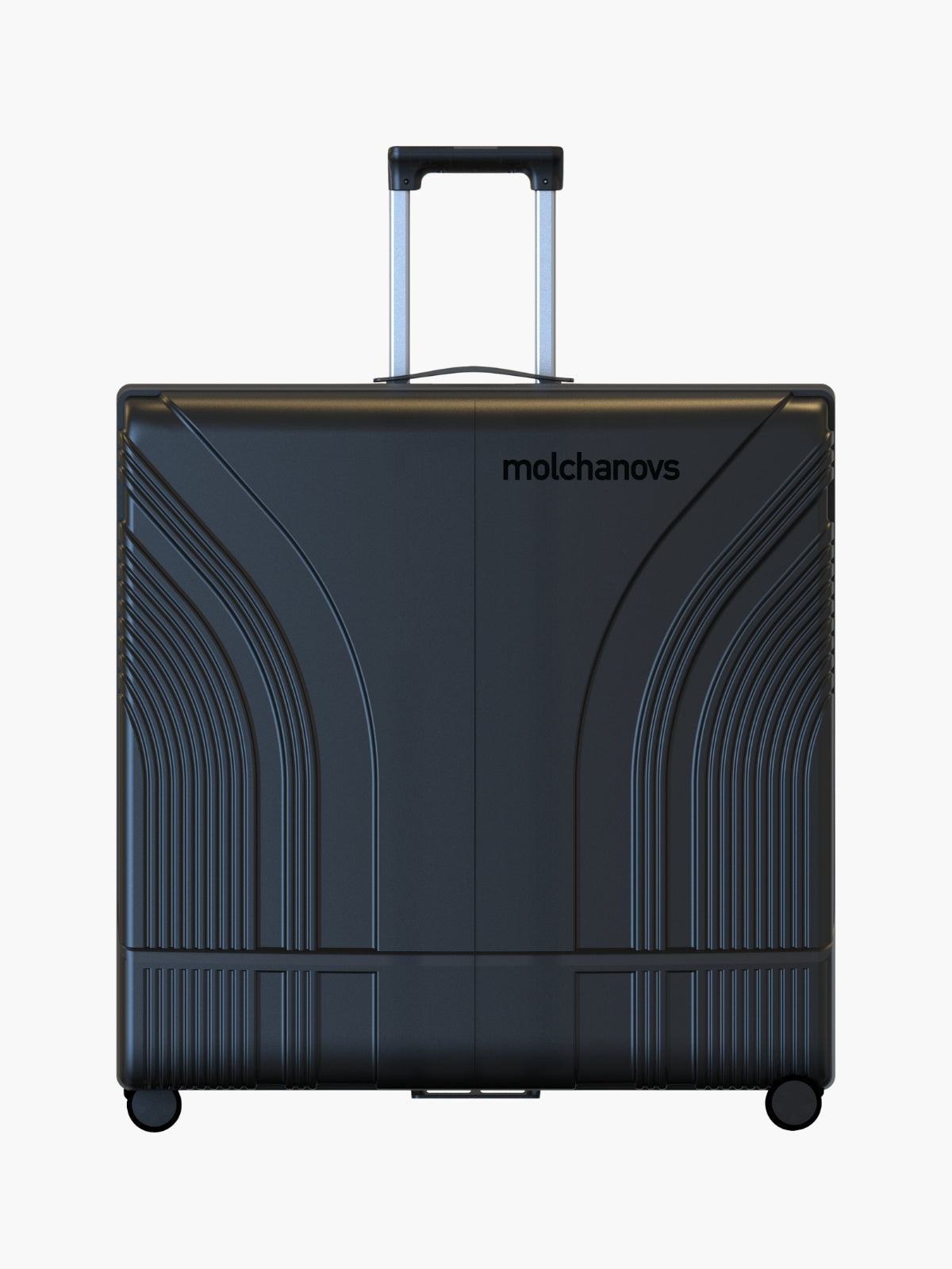 Molchanovs hard-shell monofin travel case with retractable handle and four spinner wheels, coming soon